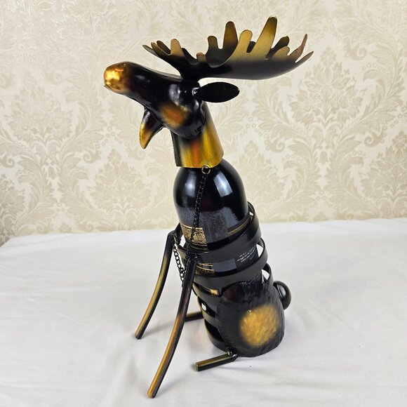 Metal Moose Wine Bottle Holder Steward Butler Free Standing Novelty Gift Humor - Picture 11 of 14